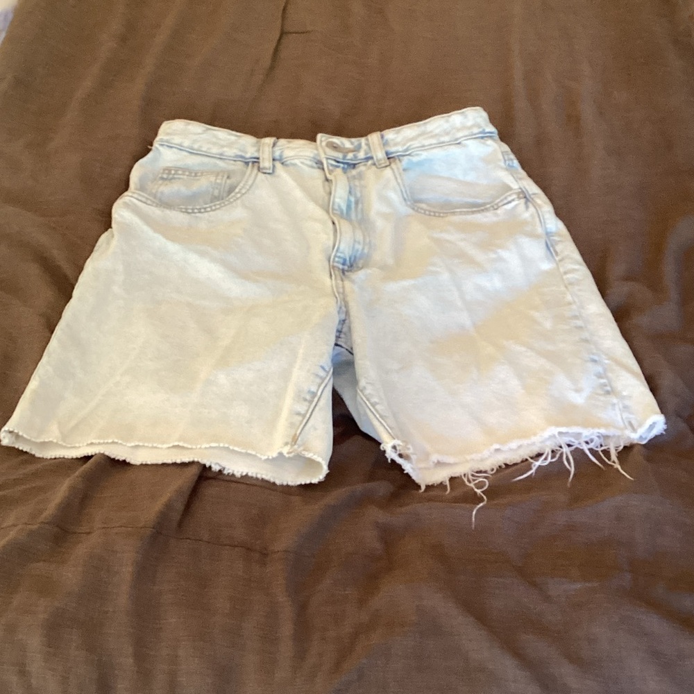 Cotton On Light Blue Frayed Jean Shorts